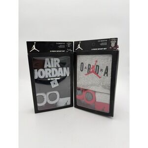 Jordan 23 Jersey Newborn Boys 0-6 Month White Black Cotton 3-Piece Infant 2 Sets